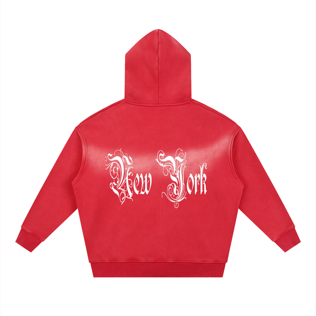 Sunfade Two-way Zipper Boxy Fleece Hoodie