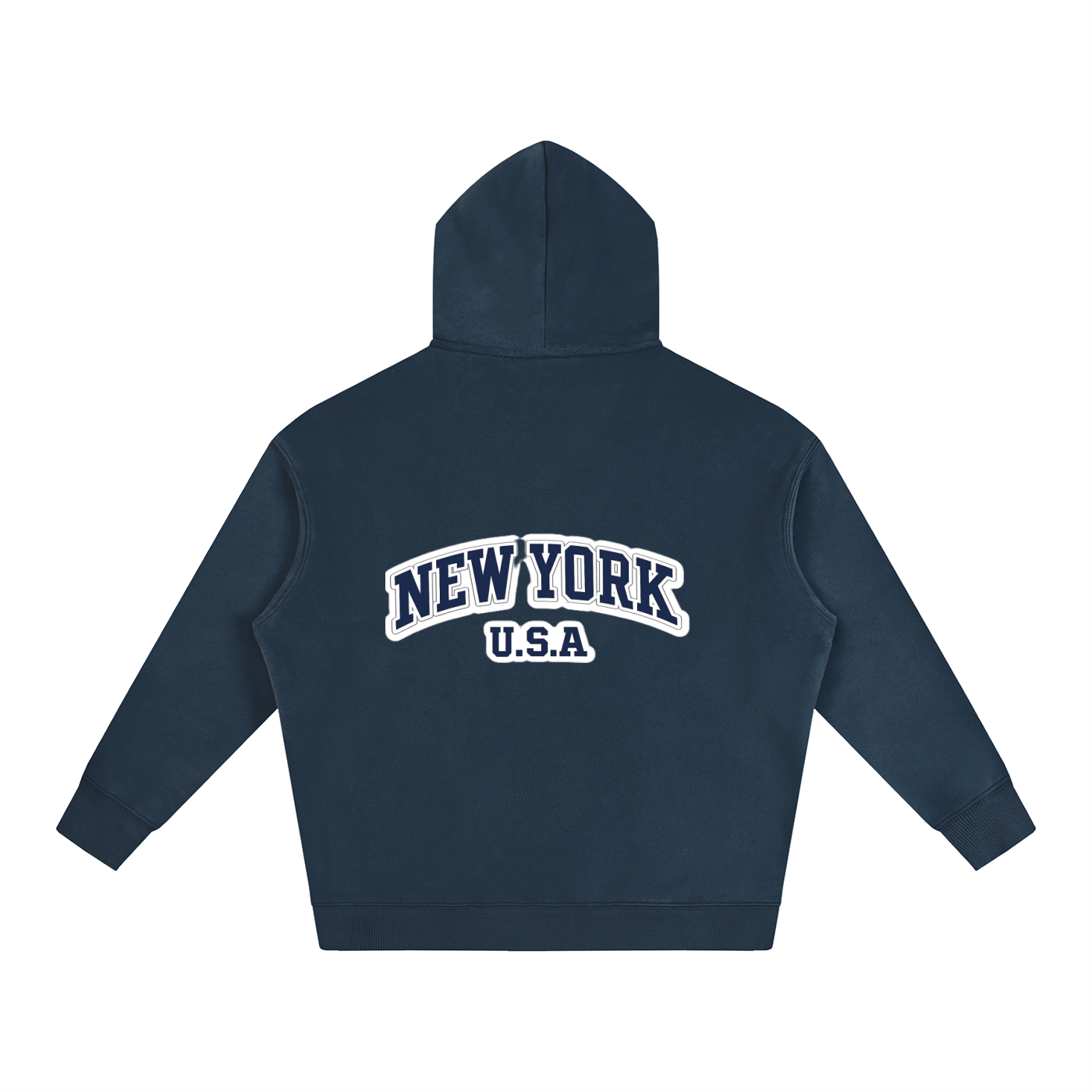 Oversize Fleeced Hoodie Navy Blue "New York USA"