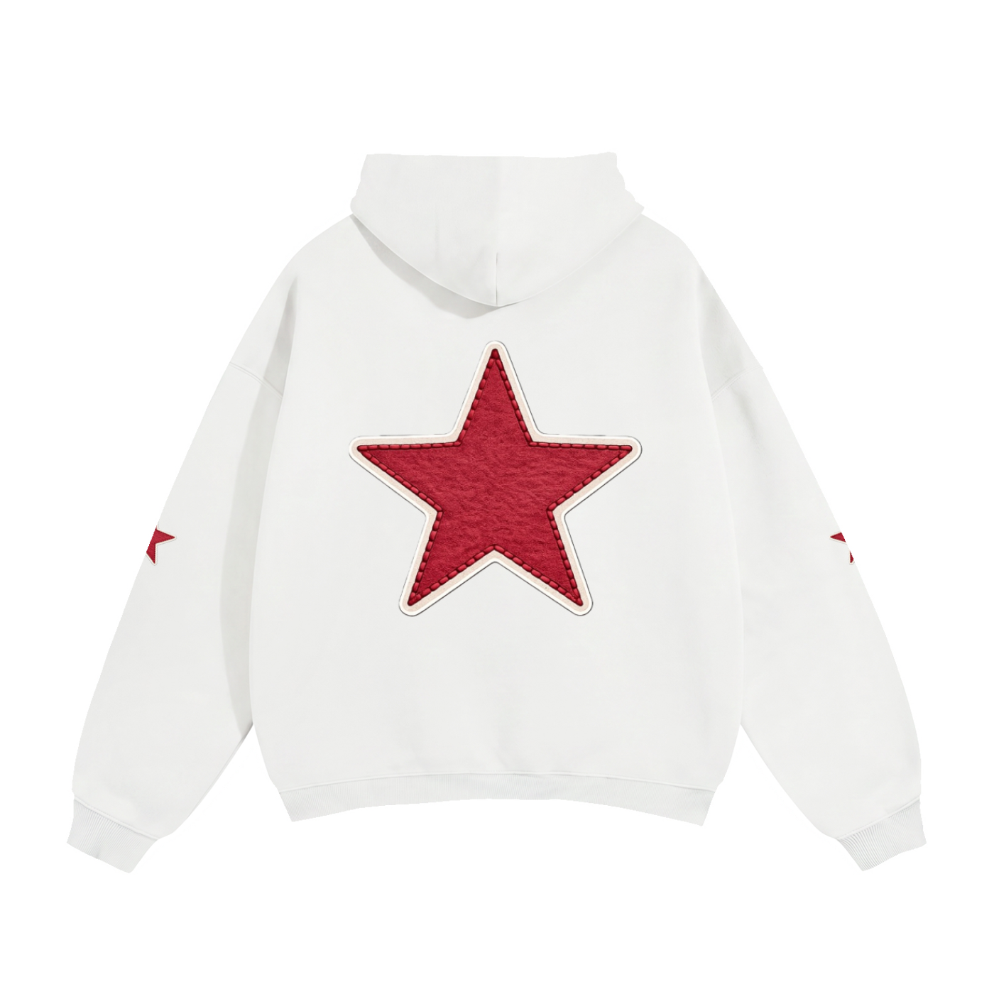 The Sunday Label Oversize Fleeced Hoodie Oat Grey, White, Maroon Star
