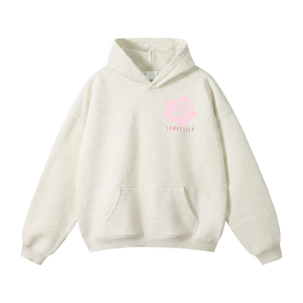 Oversize Fleeced Hoodie, comes in Oat Gray, White, and Apricot.