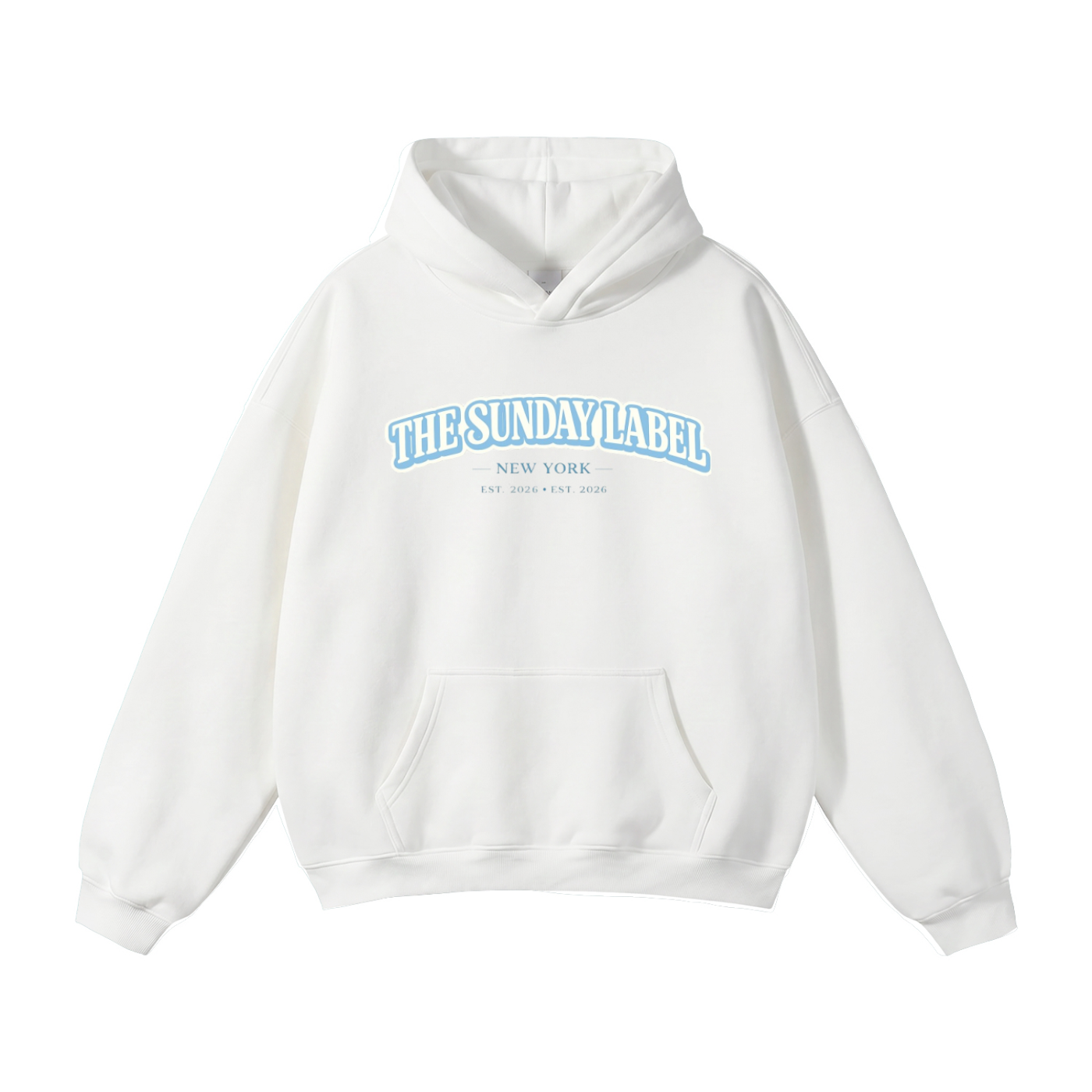 The Sunday Label Oversize Fleeced Hoodie New York White, Oat Grey, Light Blue
