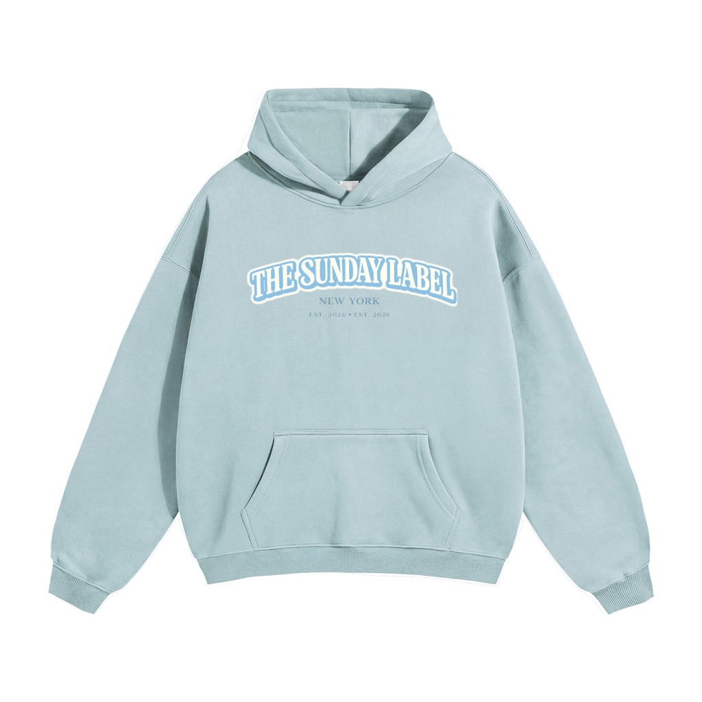 The Sunday Label Oversize Fleeced Hoodie New York White, Oat Grey, Light Blue