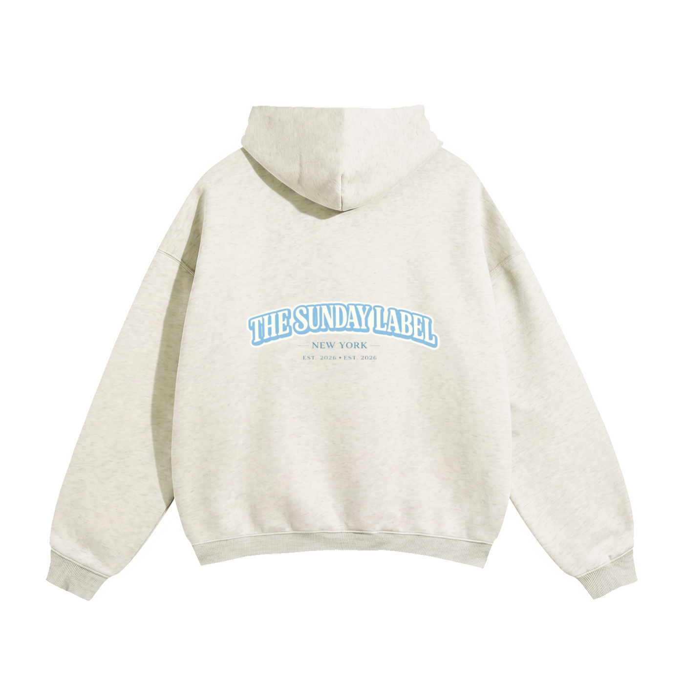The Sunday Label Oversize Fleeced Hoodie New York White, Oat Grey, Light Blue