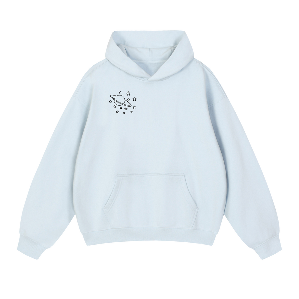 Essential Heavyweight Hoodie comes in Plum Red, Baby blue, and Beige.