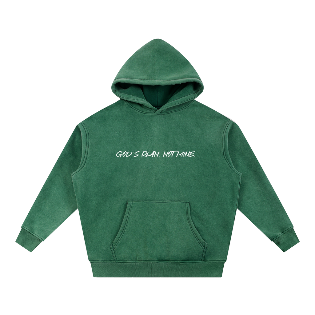Snow Wash Fleece Oversize Hoodie Unisex "God's Plan, Not Mine."