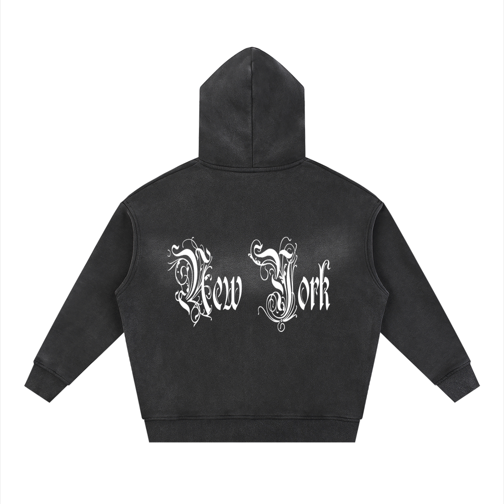 Sunfade Two-way Zipper Boxy Fleece Hoodie