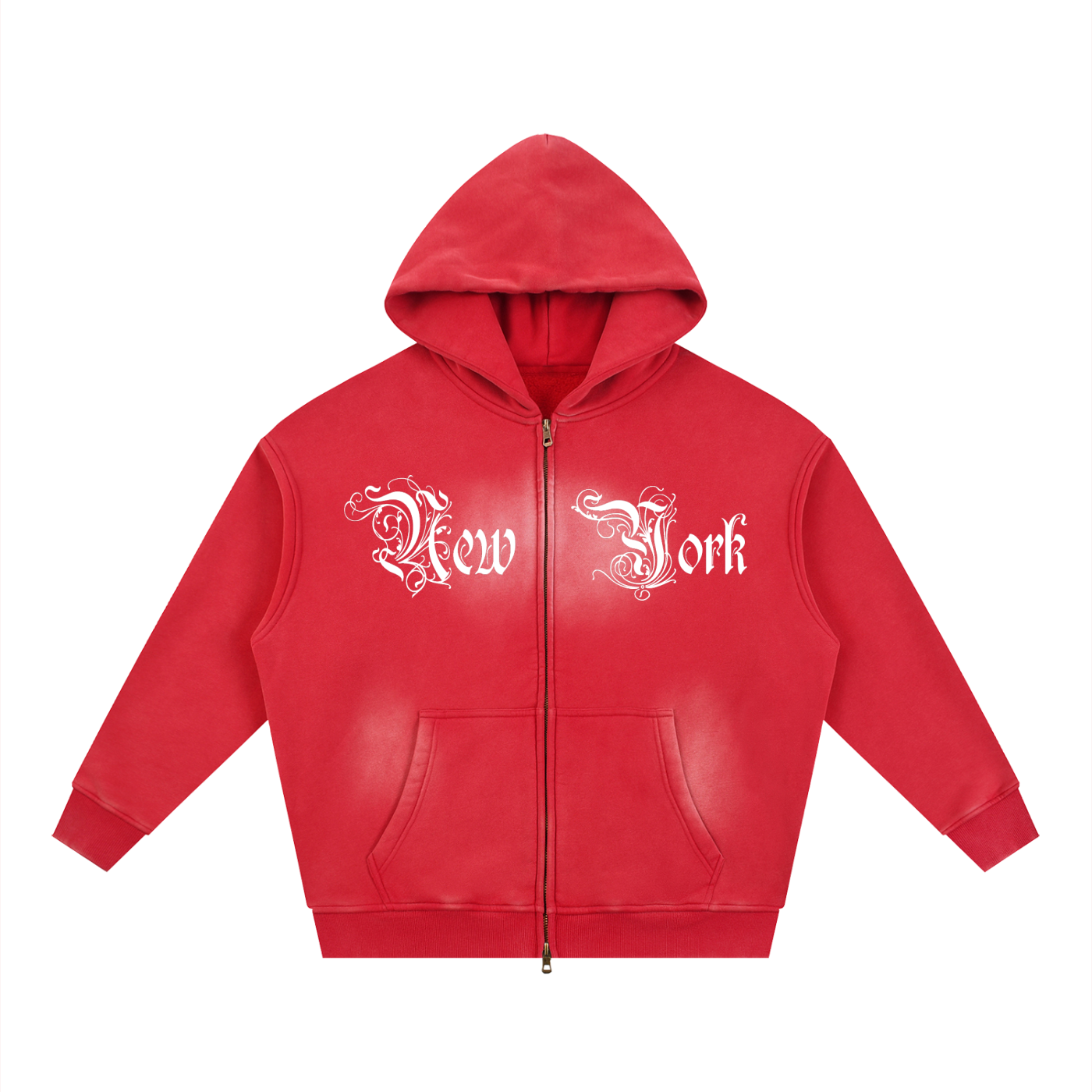 Sunfade Two-way Zipper Boxy Fleece Hoodie