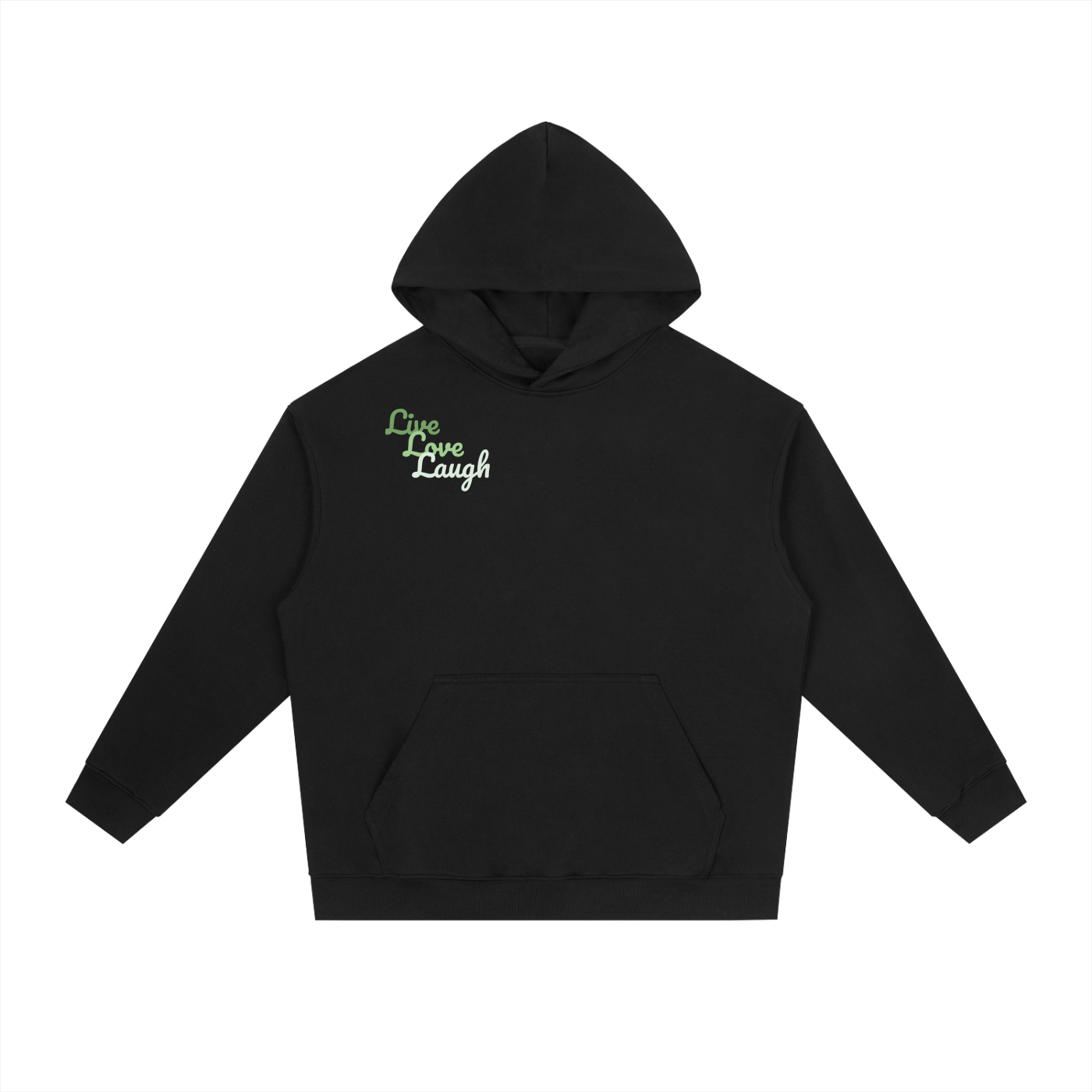 Essential Heavyweight Drop-Shoulder Hoodie "Live Love Laugh"
