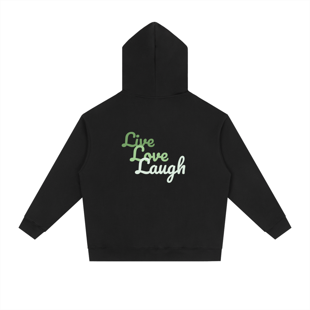 Essential Heavyweight Drop-Shoulder Hoodie "Live Love Laugh"
