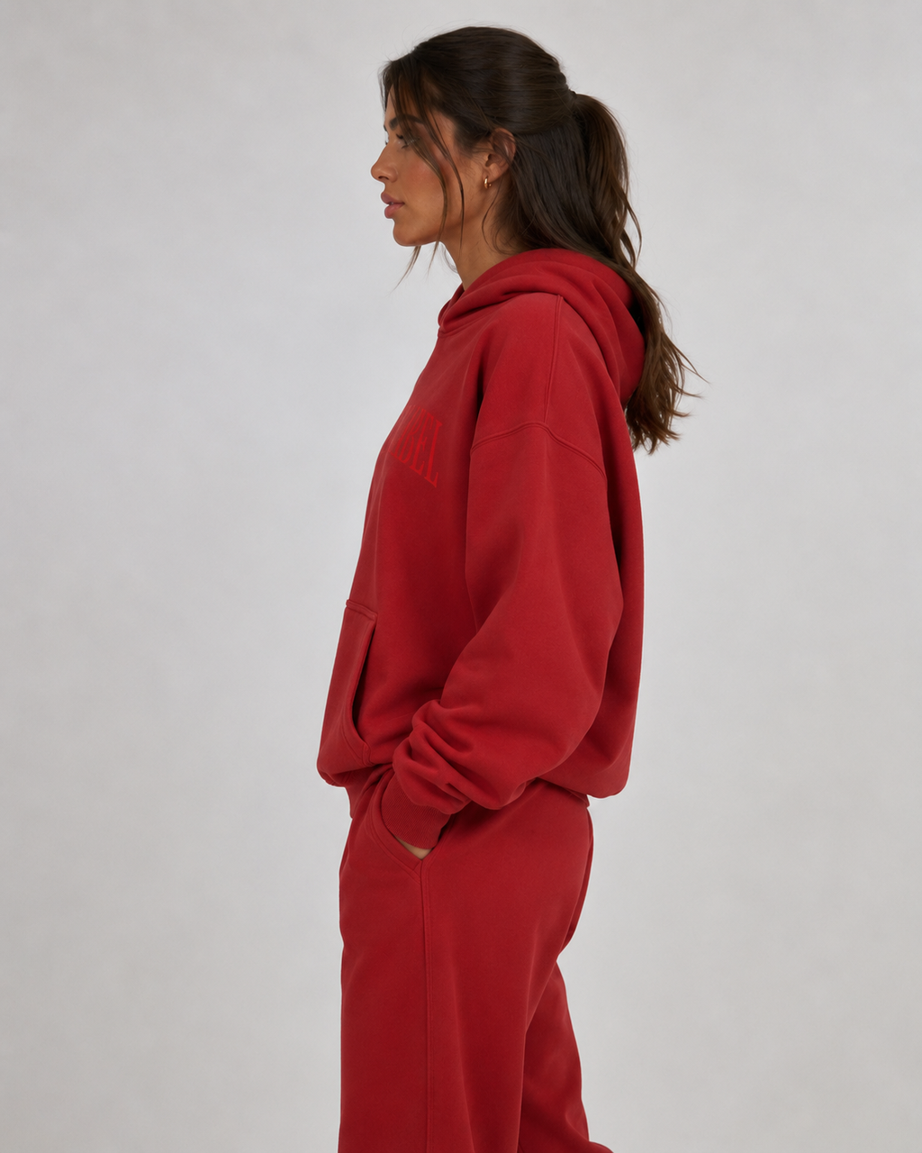 Oversize Fleeced Hoodie Red, Oat Grey "The Sunday Label"