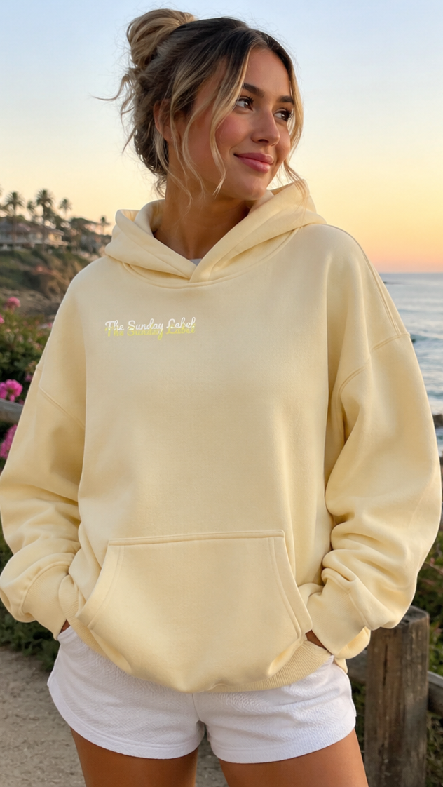 Oversize Fleeced Hoodie Pastel Yellow "The Sunday Label"