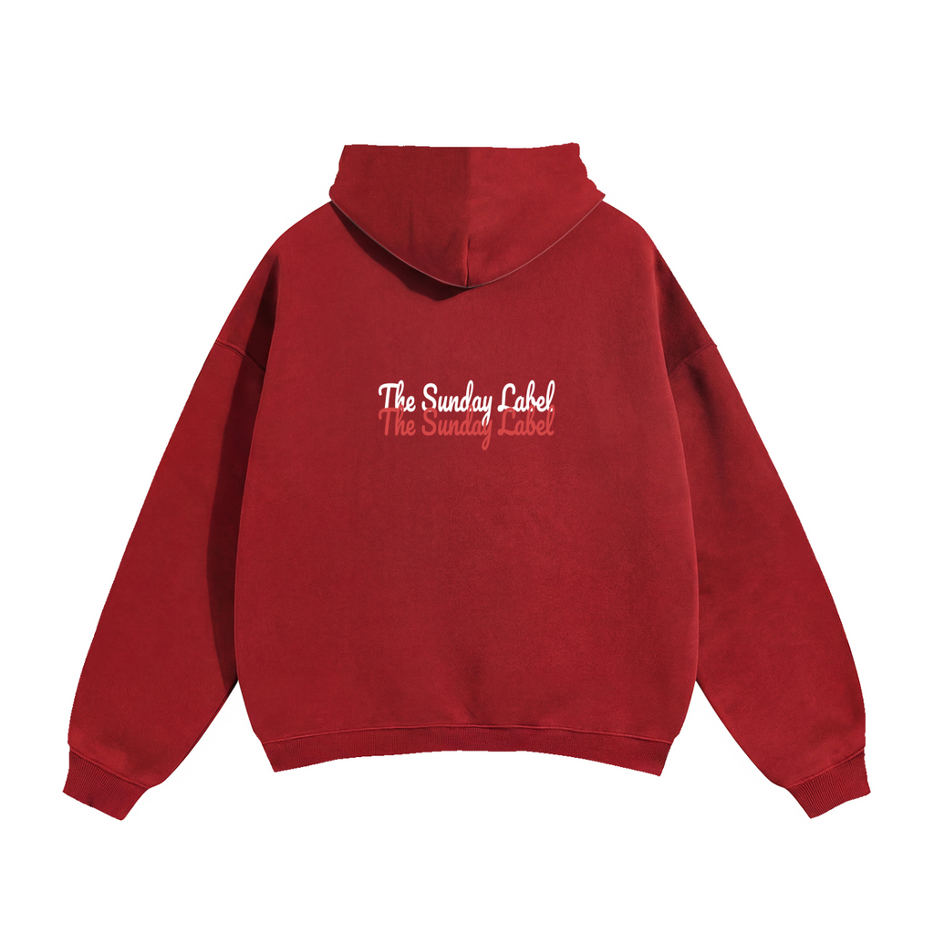 Oversize Fleeced Hoodie In Red "The Sunday Label" signature hoodie.