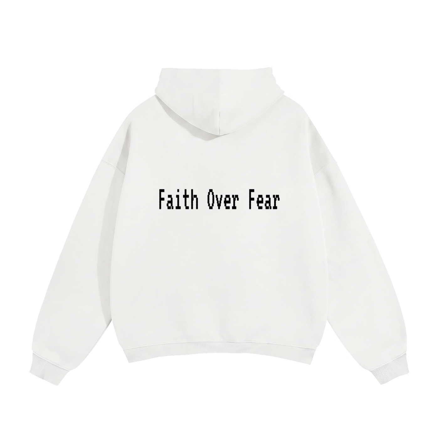 Oversize Fleeced Hoodie "Faith Over Fear" Oat Gray, Gray, White
