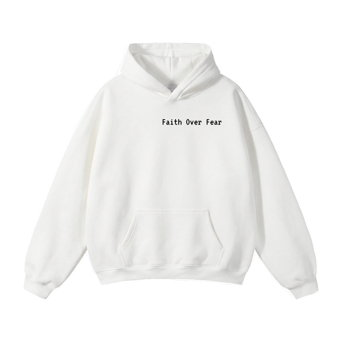 Oversize Fleeced Hoodie "Faith Over Fear" Oat Gray, Gray, White