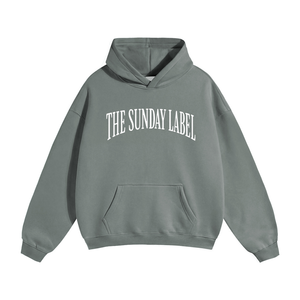 The Sunday Label Oversize Fleeced Hoodie Light Grey, Dark Purple