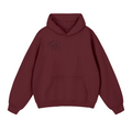 Essential Heavyweight Hoodie comes in Plum Red, Baby blue, and Beige.