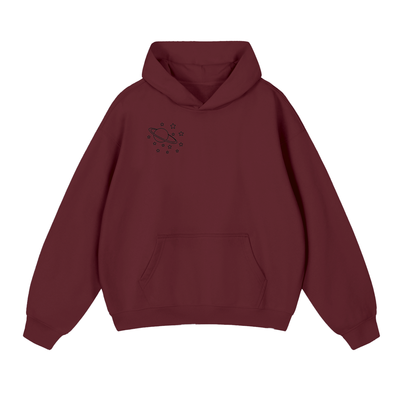 Essential Heavyweight Hoodie comes in Plum Red, Baby blue, and Beige.