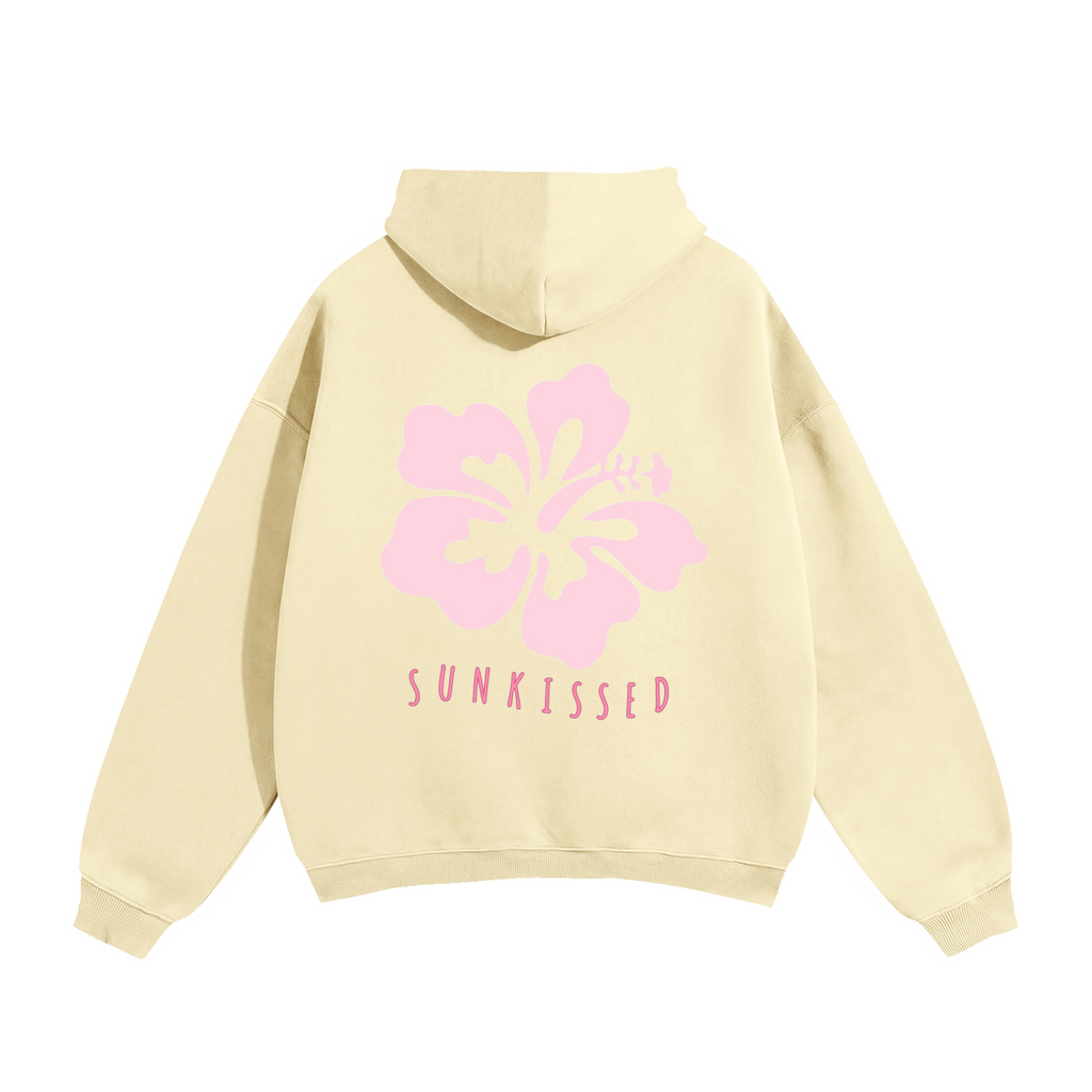 Oversize Fleeced Hoodie, comes in Oat Gray, White, and Apricot.