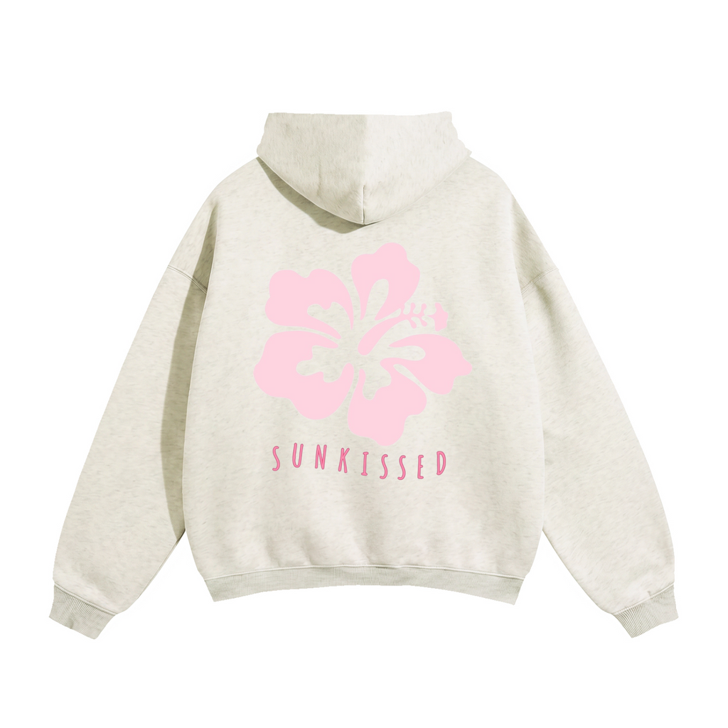 Oversize Fleeced Hoodie, comes in Oat Gray, White, and Apricot.
