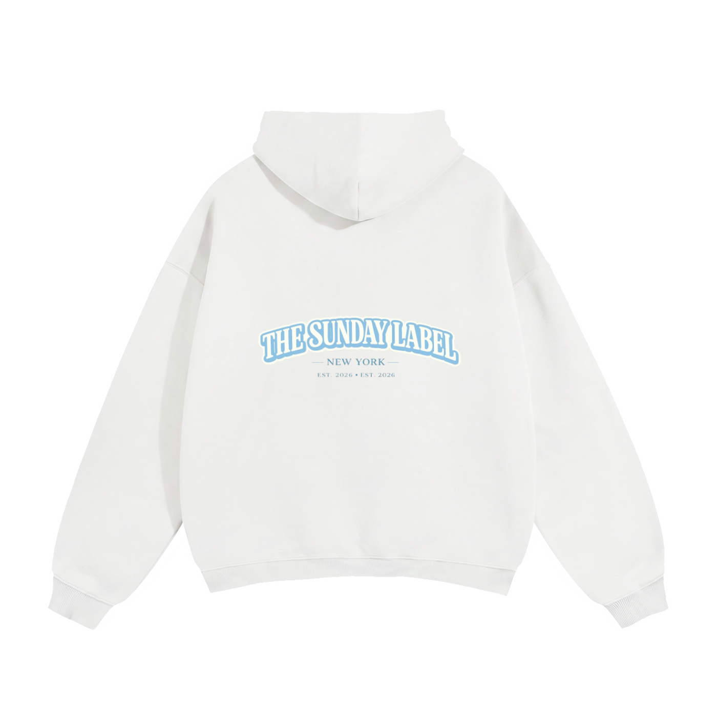 The Sunday Label Oversize Fleeced Hoodie New York White, Oat Grey, Light Blue