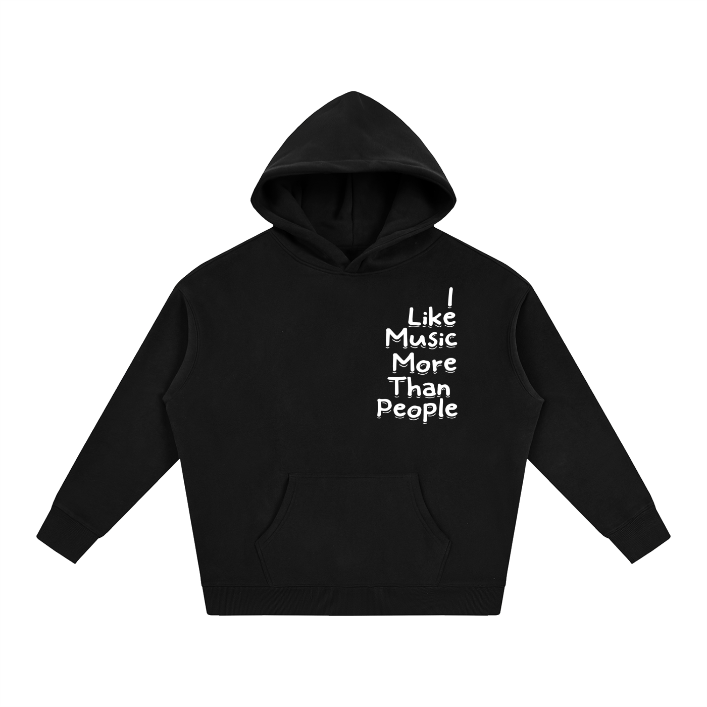 Oversize Fleeced Hoodie "I Like Music More Than People" available in Plum Purple, and Black.