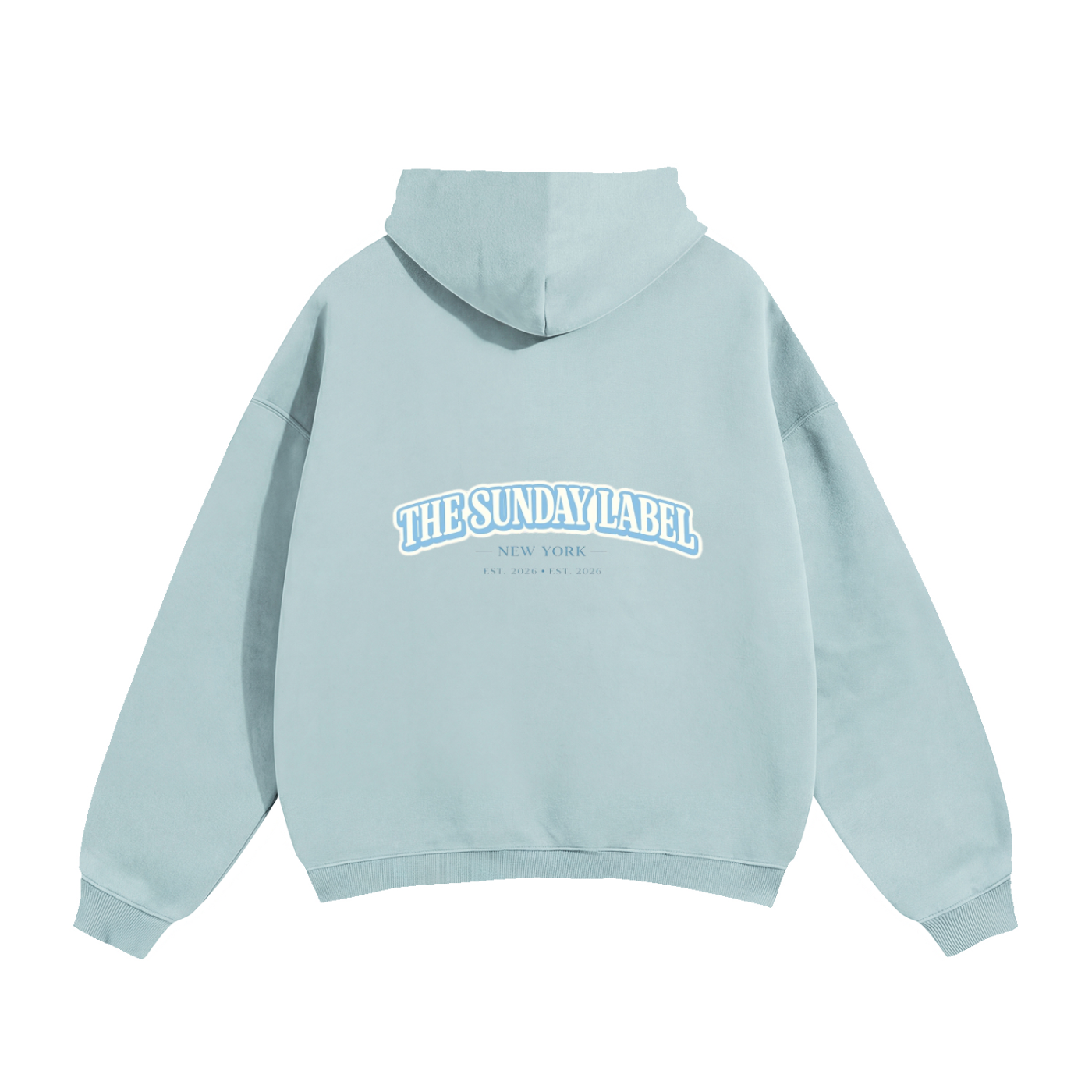 The Sunday Label Oversize Fleeced Hoodie New York White, Oat Grey, Light Blue