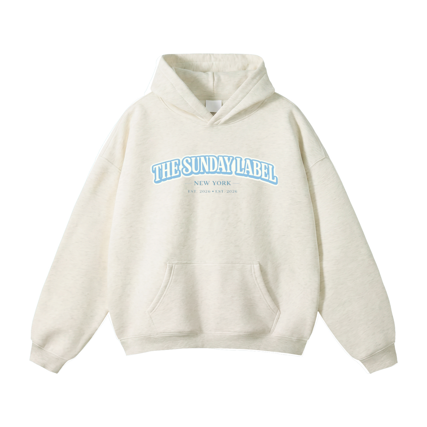 The Sunday Label Oversize Fleeced Hoodie New York White, Oat Grey, Light Blue