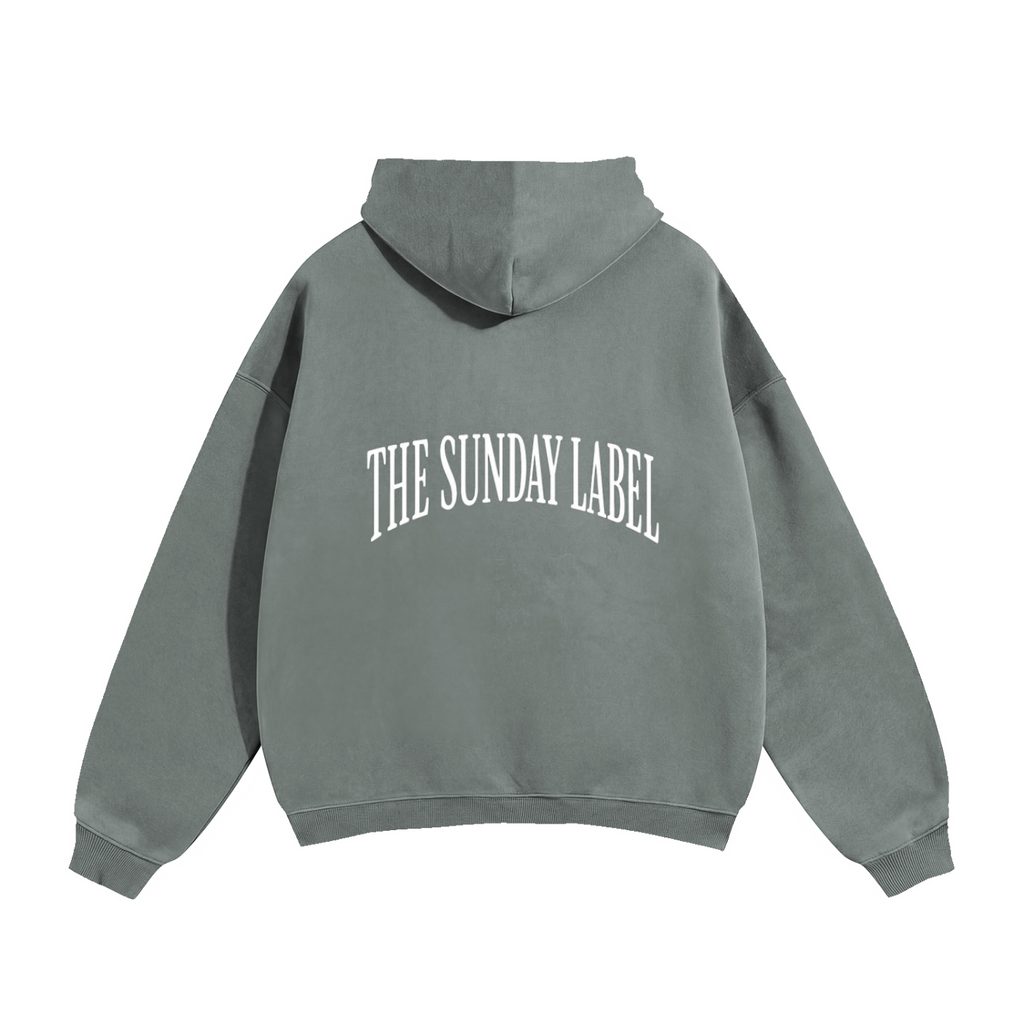 The Sunday Label Oversize Fleeced Hoodie Light Grey, Dark Purple