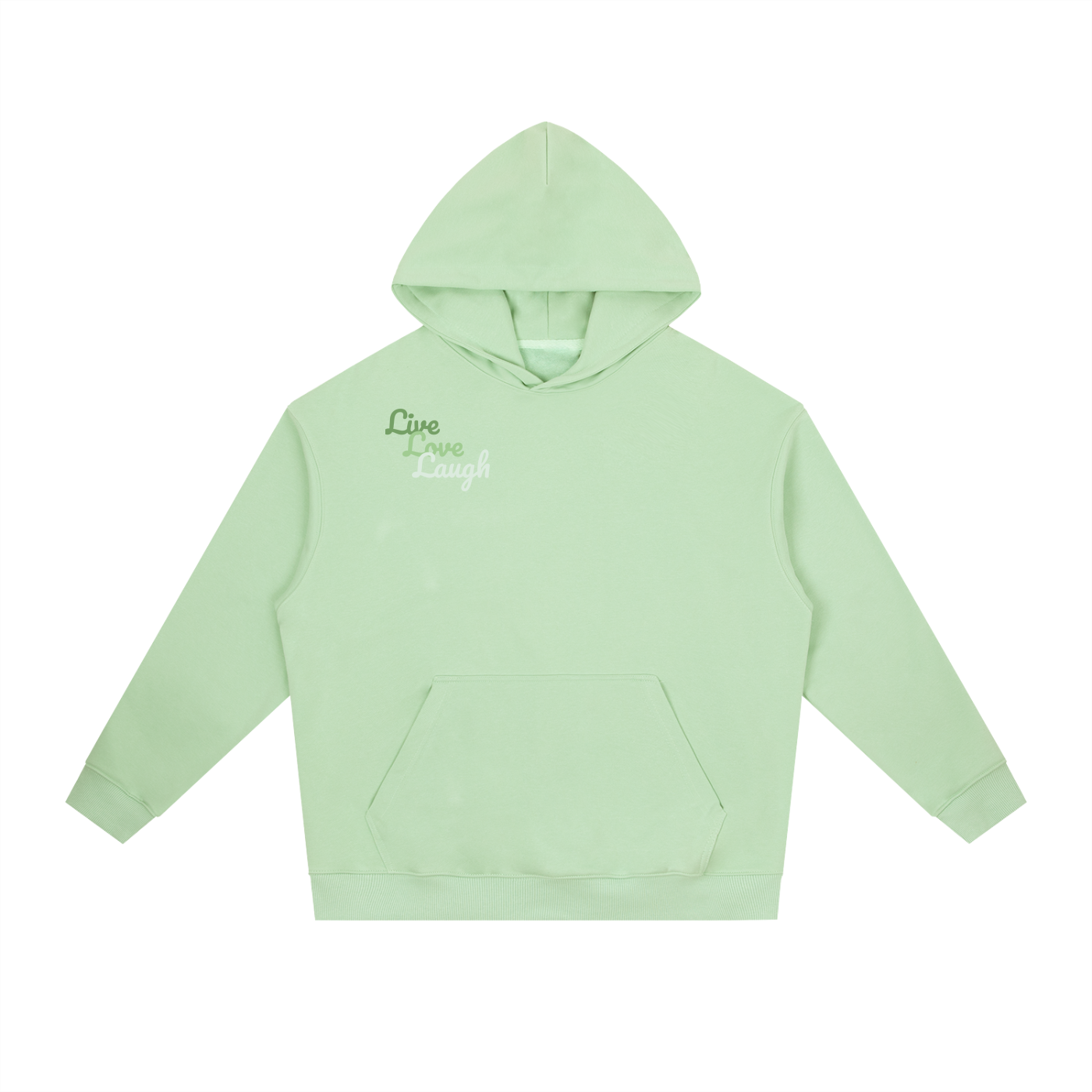 Essential Heavyweight Drop-Shoulder Hoodie "Live Love Laugh"
